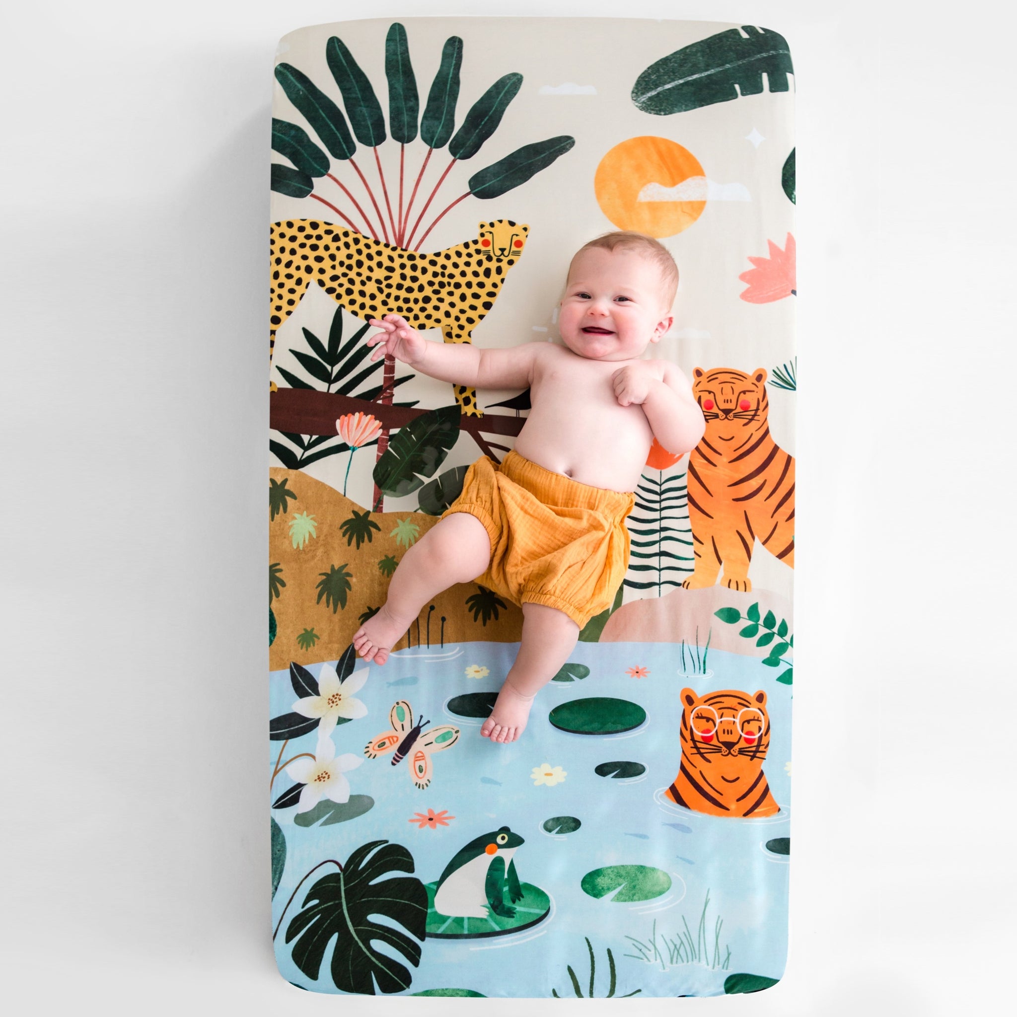 in the jungle - cotton sateen crib sheet