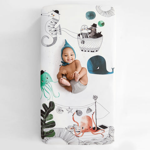 underwater love - cotton sateen crib sheet