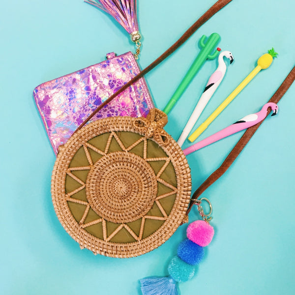 woven sun circle crossbody