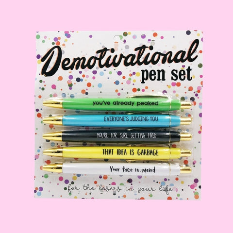 demotivational pen set