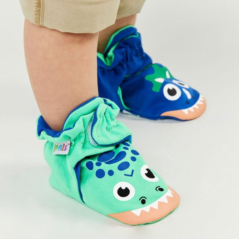 t-rex + triceratops booties