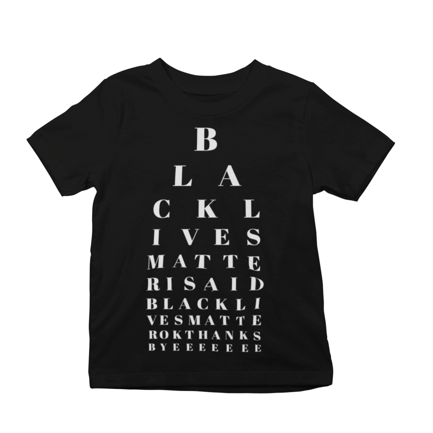 black lives matter snellen chart - kid's tee