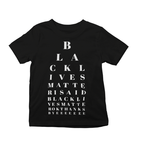 black lives matter snellen chart - kid's tee